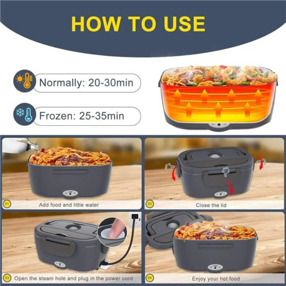 Electric Lunch Box Food Heater for Adults 80W Portable Food Warmer for Car/Home